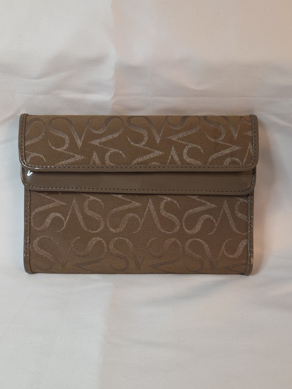 Simply Vera Vera Wang Taupe Monogram Fold-Over Clutch Wallet
